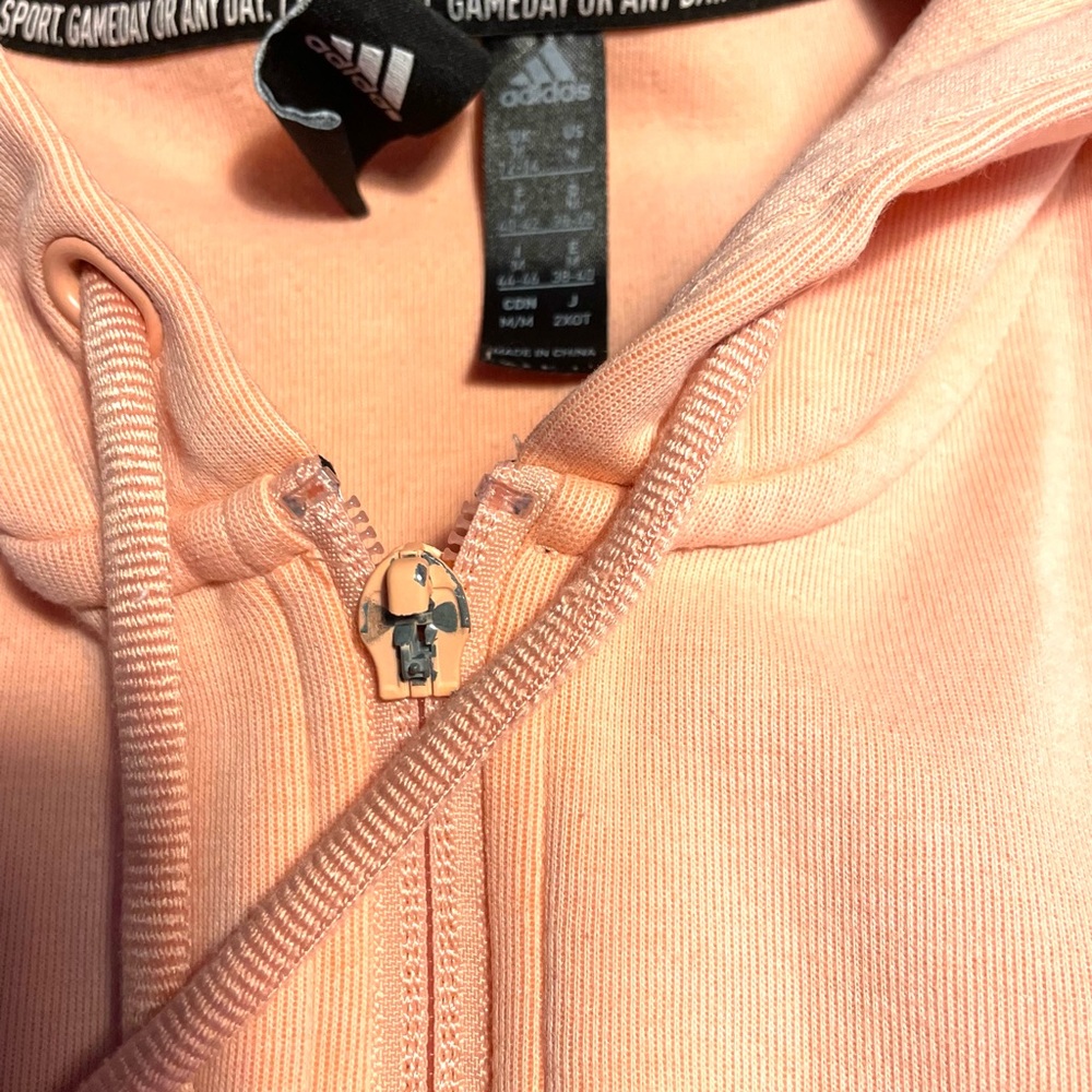 Adidas over sized, cropped, zipper, hooded sweatshirt. Medium - Picture 4 of 13